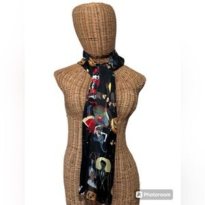 Vintage Halloween Witch Pumpkin Monster scarf. 100% polyester. Made in Korea